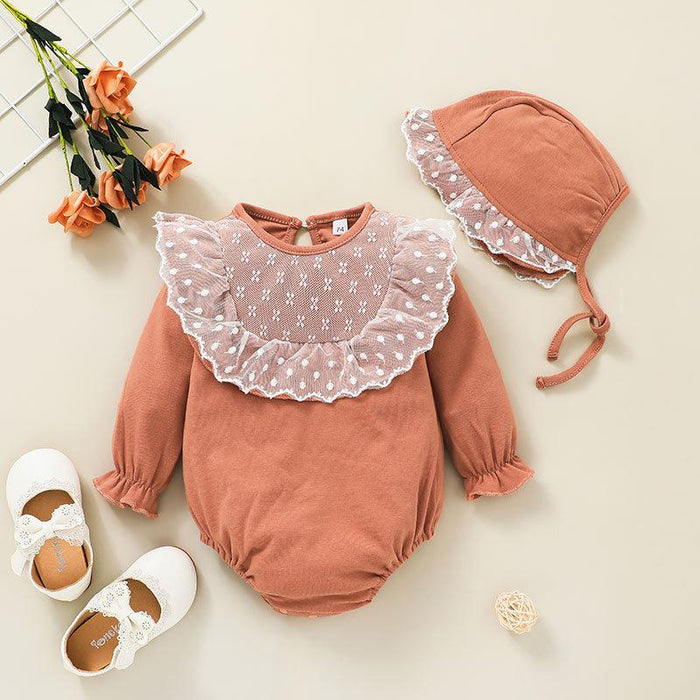 Infant Baby Girls Pink Romper With Hat