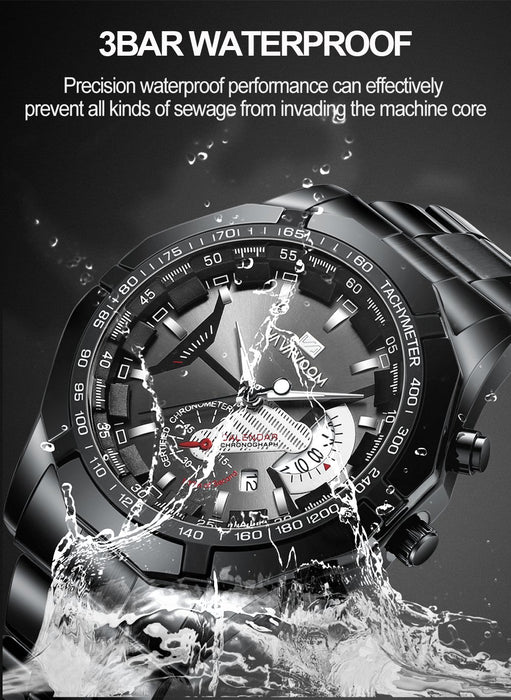 Sports Watches Fashion Stainless Steel Luxury Luminous Waterproof Calendar Quartz Watches