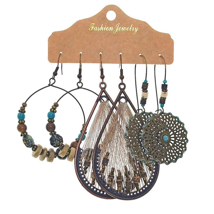3 pairs/set Earrings Bohemian Style Jewelry X0X36197
