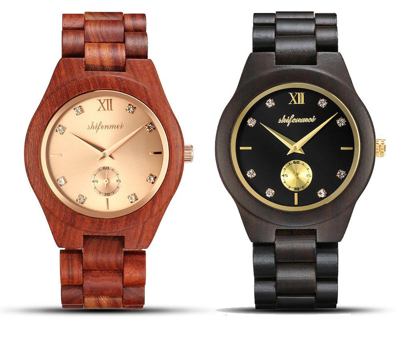 New Multifunctional Advanced Green Wood Quartz Watch