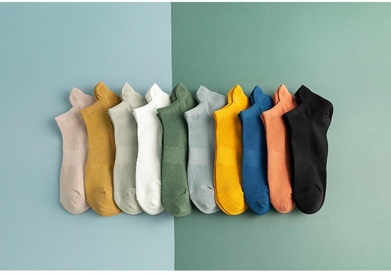 Summer Thin Socks Solid Color Sweat Absorbing Breathable Boat Socks