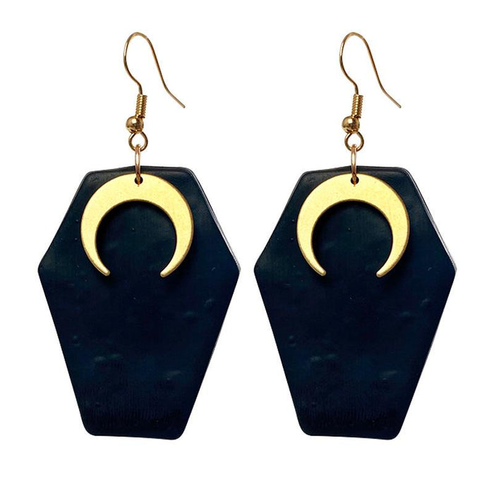 Temperament Dark Moon Geometric Clay Earrings Earrings