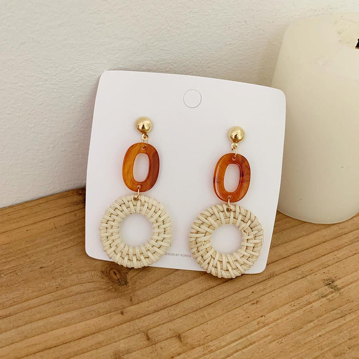 Bohemian Long Handmade Rattan Tassel Earrings
