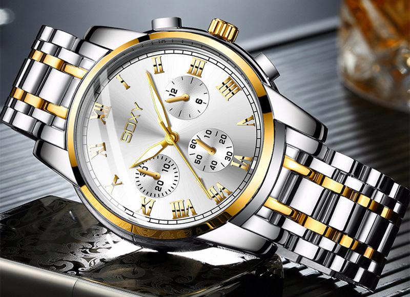 Business Watch Men Steel Metal Band Quartz Wristwatch