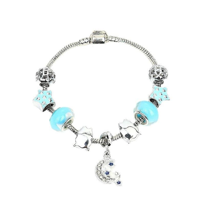 Blue Starry Glass Beaded Bracelet