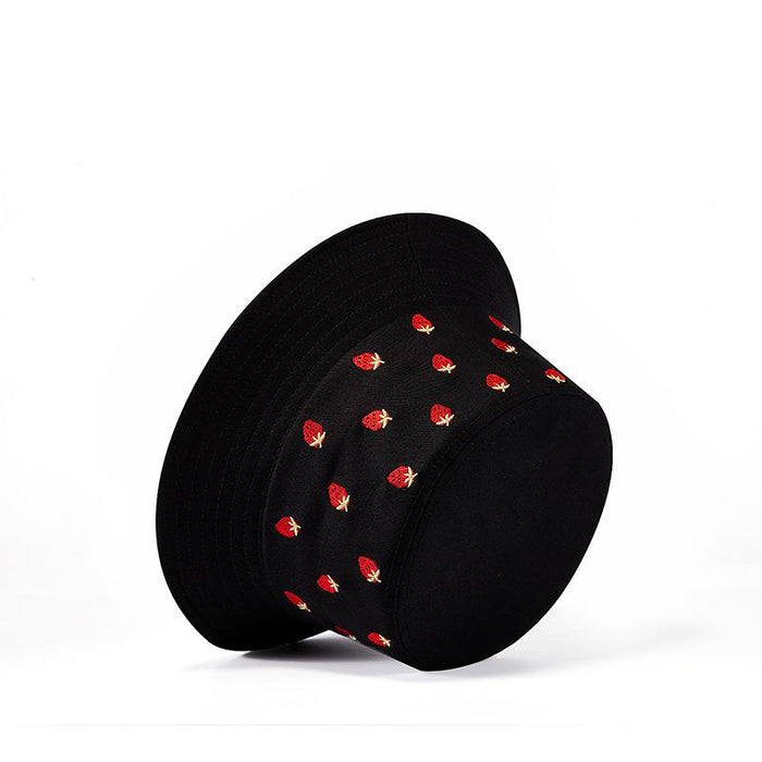 New Embroidered Strawberry Fisherman Hat Sun Visor