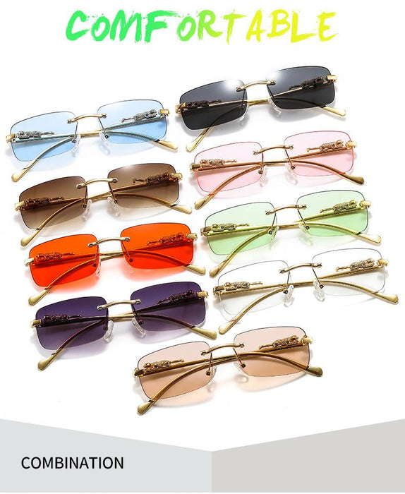 Cheetah frameless square Sunglasses