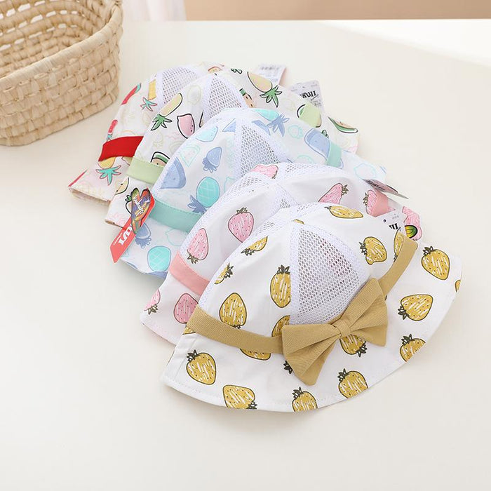 Summer Cute Fruit Bow Children's Hollow Net Hat Bucket Hat