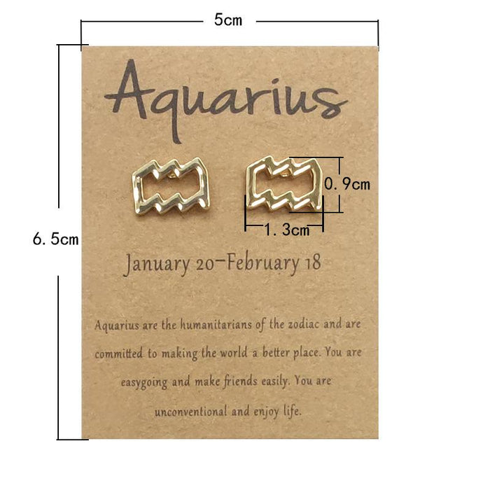 Twelve Constellations Brown Constellation Card Earrings