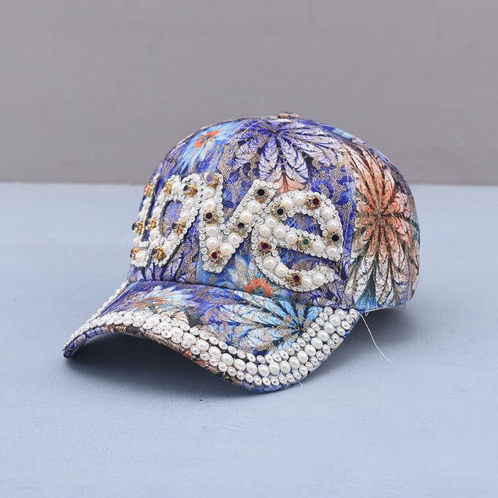 Summer Women's Maple Leaf Lace Handmade Beads Baseball Cap