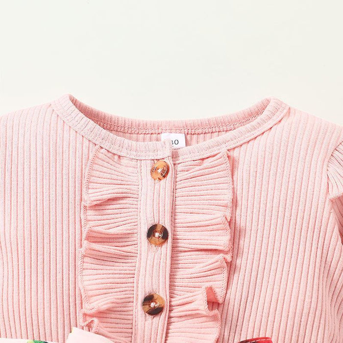Baby Girls Printed Pink Long Sleeved Jumpsuit