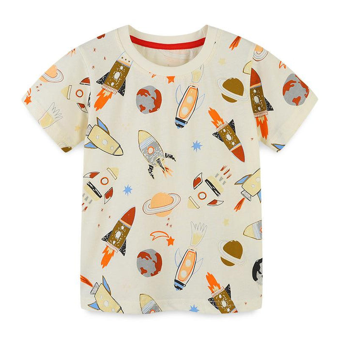 Boys Short Sleeve T-Shirt Knit Cotton Cartoon Print