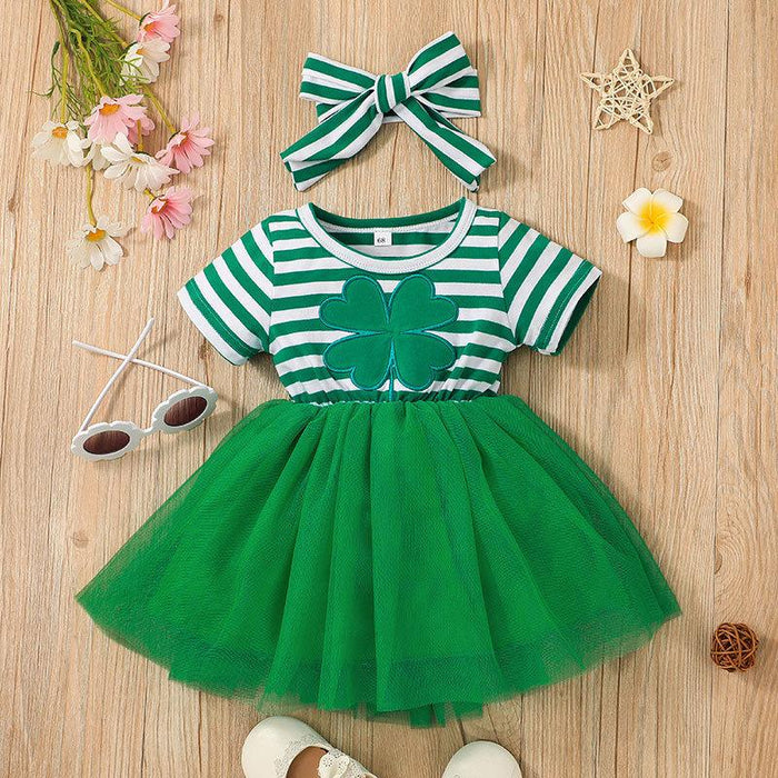 Summer Girls Green Dress Headband Set