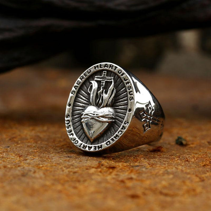 Stainless Steel Vintage Heart-shaped Titanium Steel Men's Ring