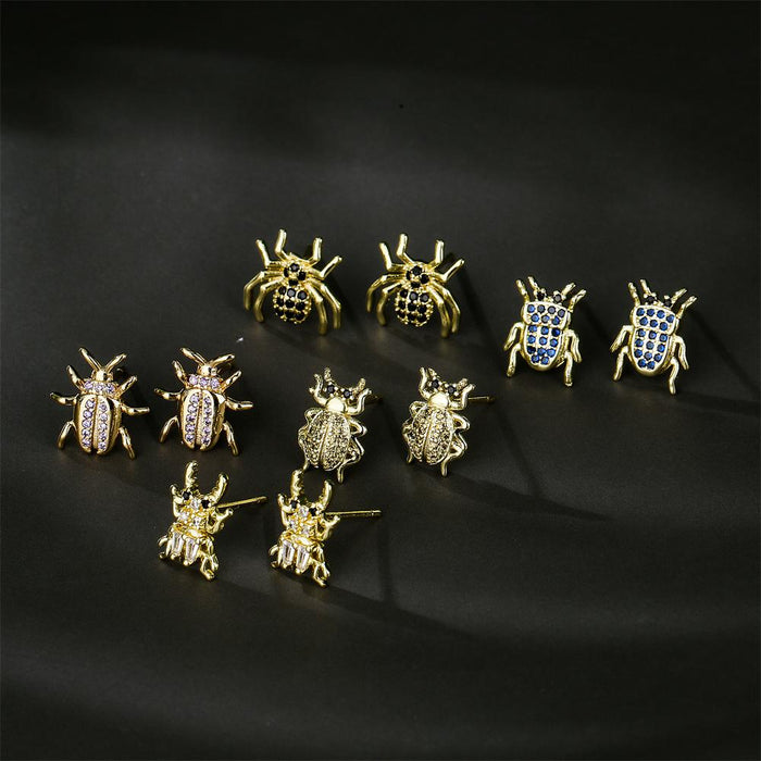 New Insect Series Gold Personalized Zircon Earrings