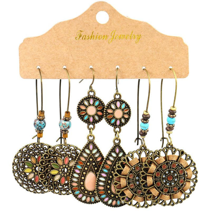 3 pairs/set Earrings Bohemian Style Jewelry X0X36193