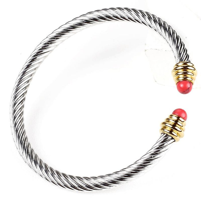 Titanium Steel Cable Bracelet Elastic Twist C Shape Bracelet Bangle