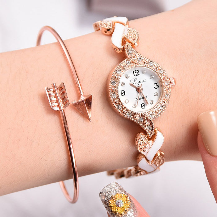 Luxury Vintage Ladies Bracelet Rhinestone Watch Women New Fashion Steel Quartz Clock
