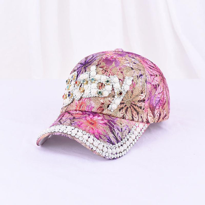 Summer Women's Maple Leaf Lace Handmade Beads Baseball Cap