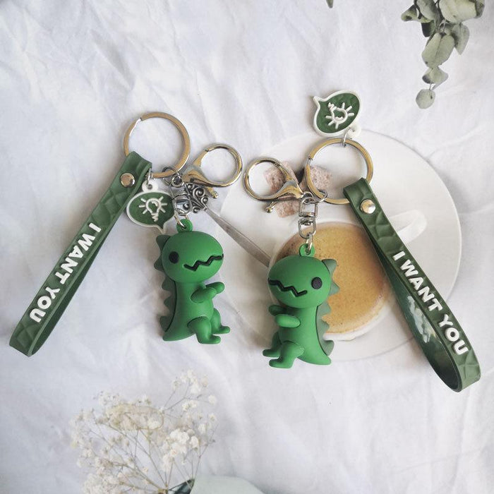Hot selling cute little dinosaur Keychains pendant animal doll schoolbag pendant boutique gift