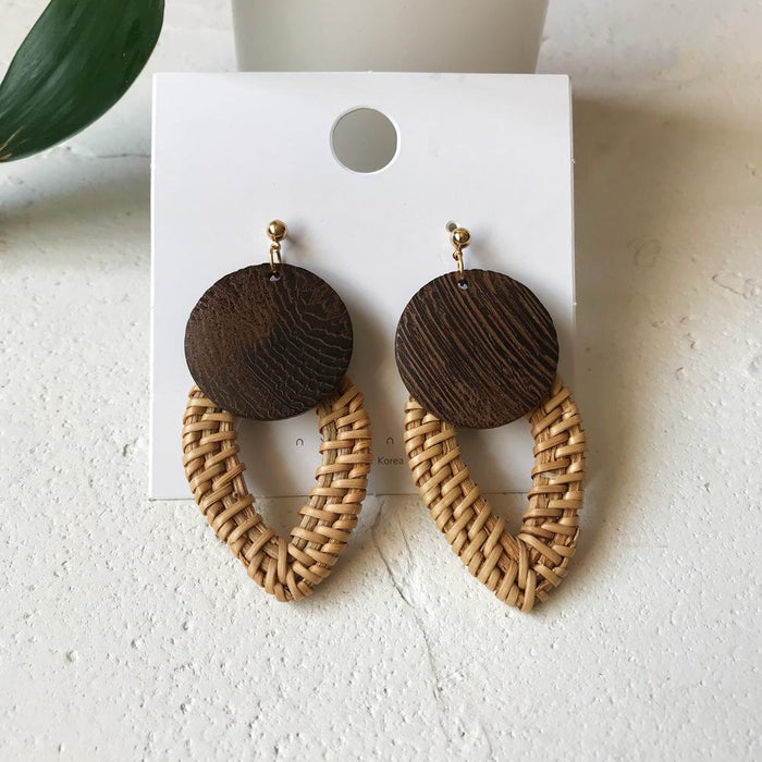 Fashion Geometric Square Water Droplets Rattan Earrings