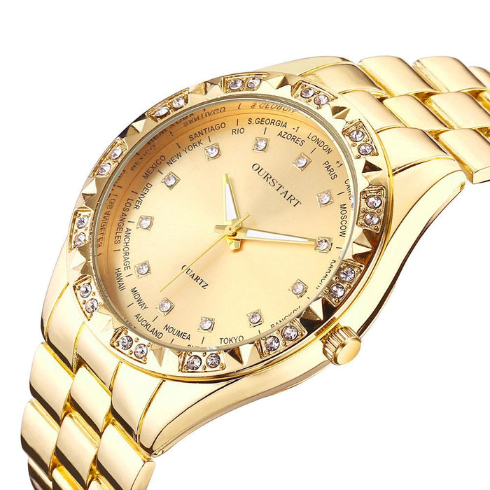 Business Fashion Casual Men's Watch Steel Band Gold Watch