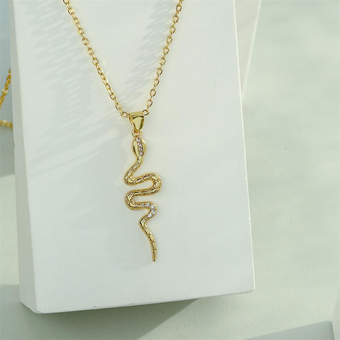 Fashion Simple Gold Color Snake Pendant Necklace