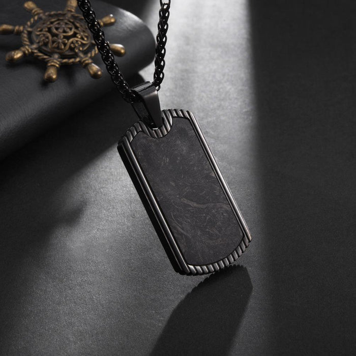 Men's Random Pattern Carbon Fiber Retro Pendant Necklace