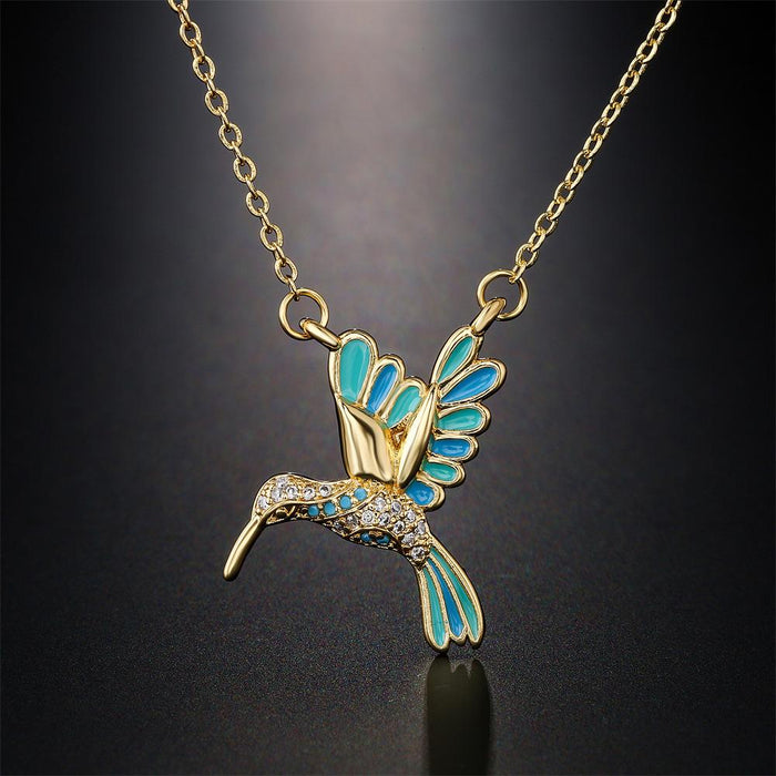 Fashion Drop Oil Personalized Flying Bird Pendant Necklace