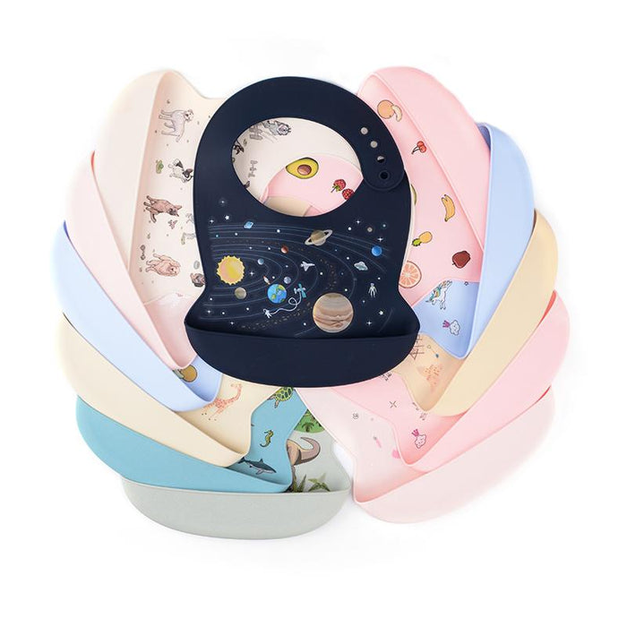 Silicone Baby Bib Waterproof Cartoon Feeding Soft Adjustable Scarf