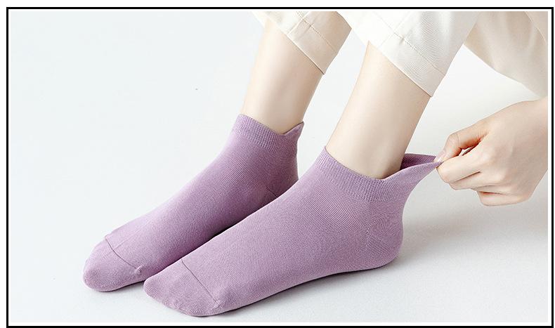 Spring and Summer New Pure Color Ship Socks Cotton Low Top Socks