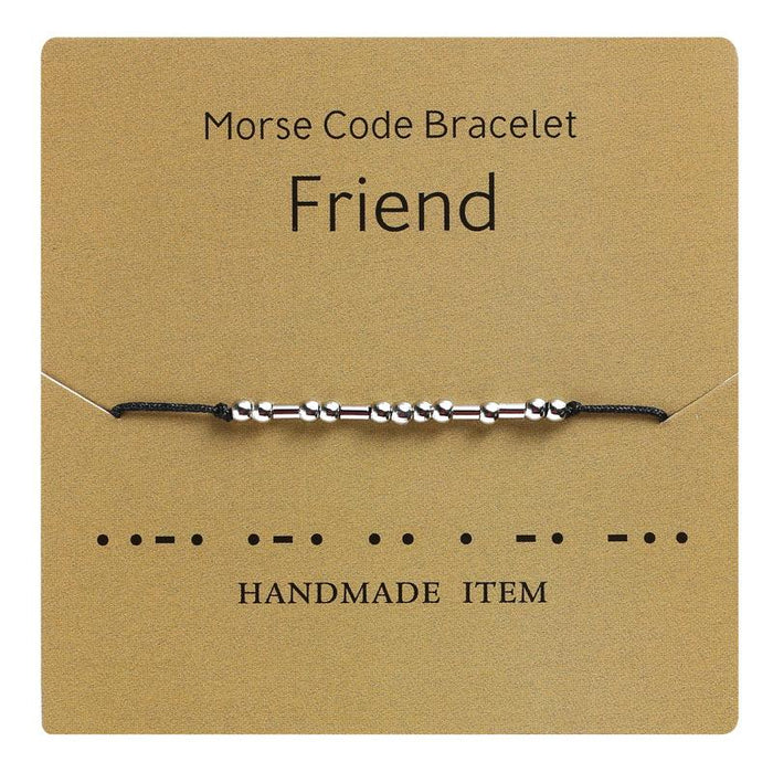 1PC Morse Code Bracelet Silver Beads