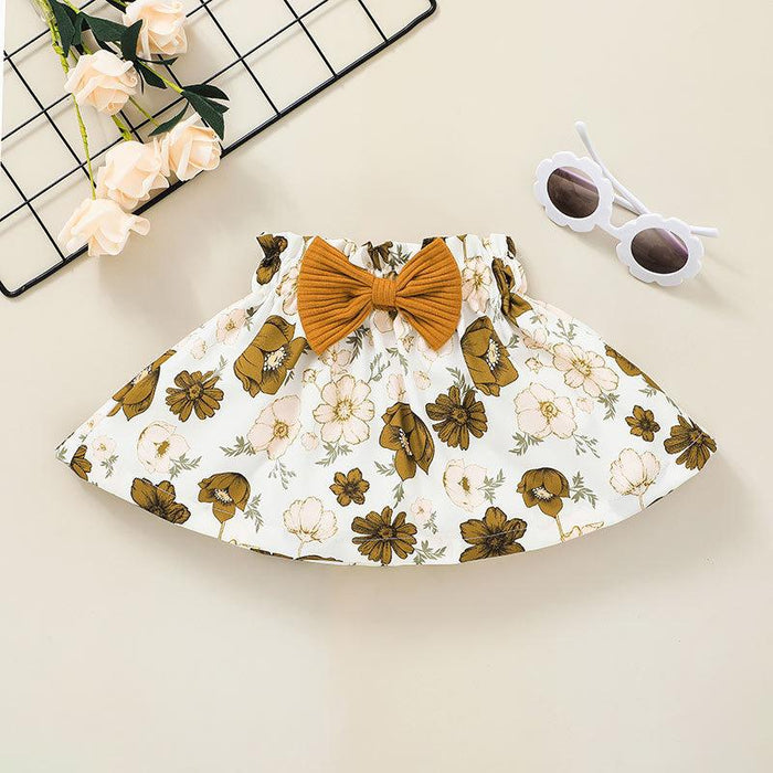 Printed Girls Jumpsuit Skirt Two-piece Set