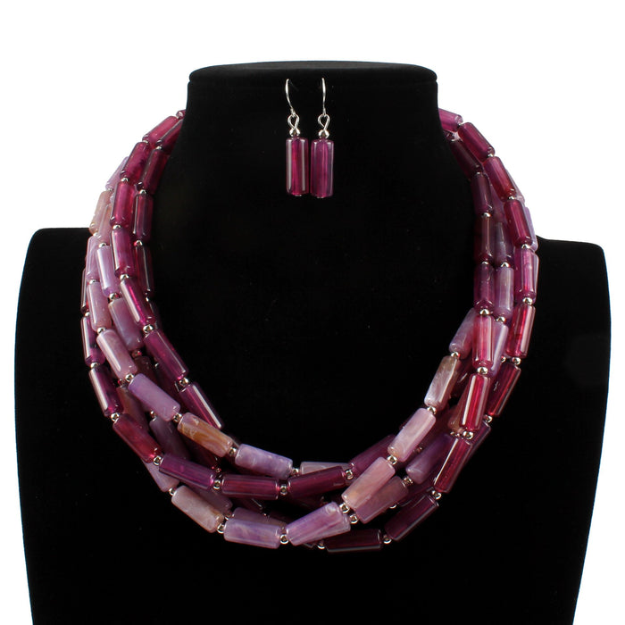 Female Jewelry Two-color Cylindrical Necklace