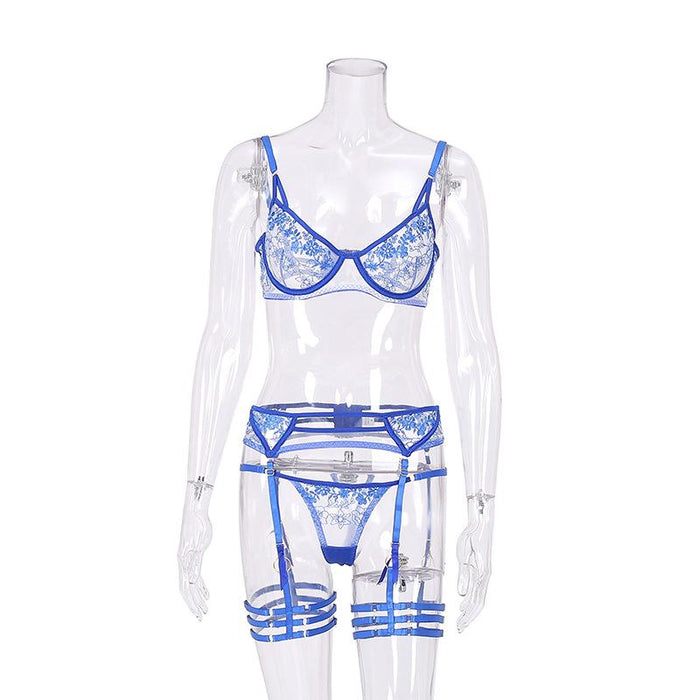 Women's Sexy Lingerie Embroidered Mesh Underwear Set