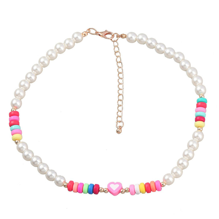 Fashion National Style Bead love shaped Resin Necklace