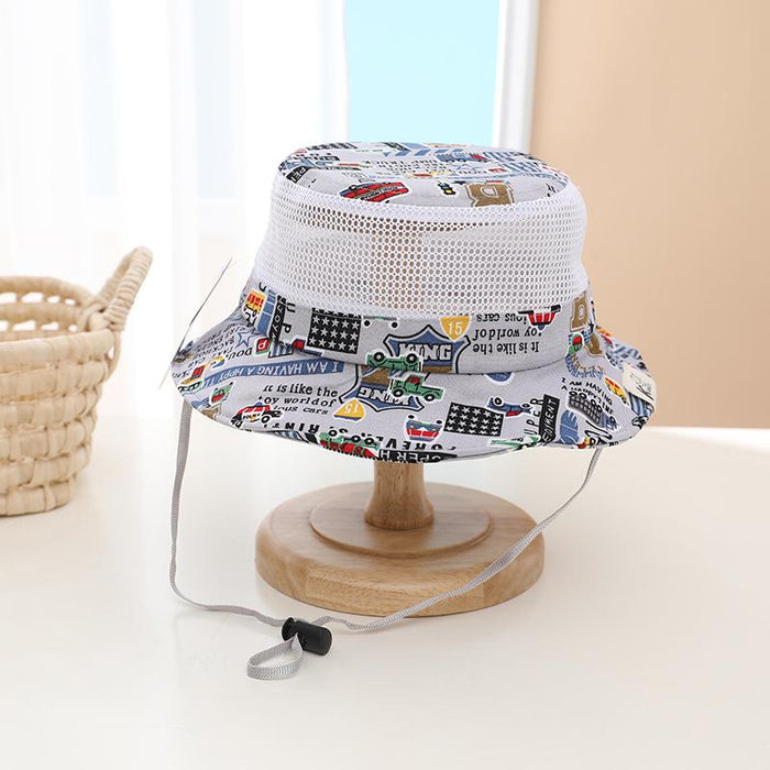 Summer Cartoon Car Print Children's Breathable Sunshade Mesh Hat