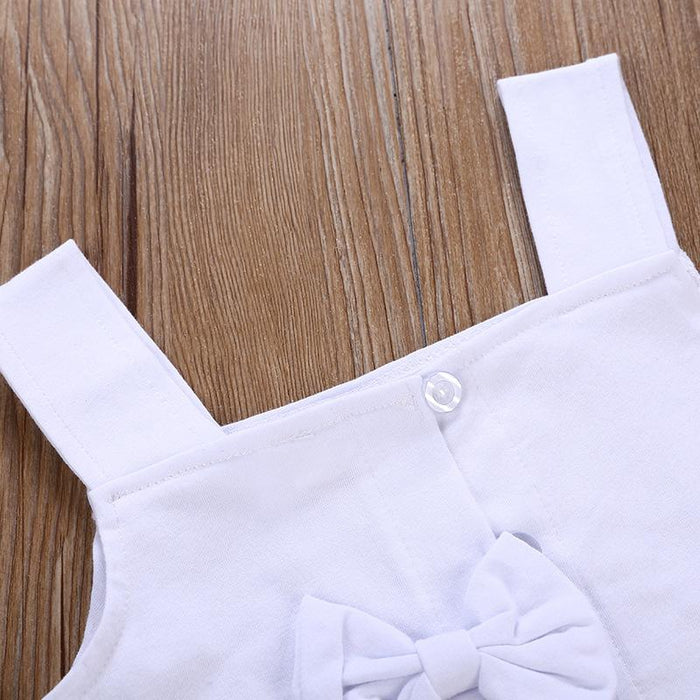 Suspender vest top printed horn pants