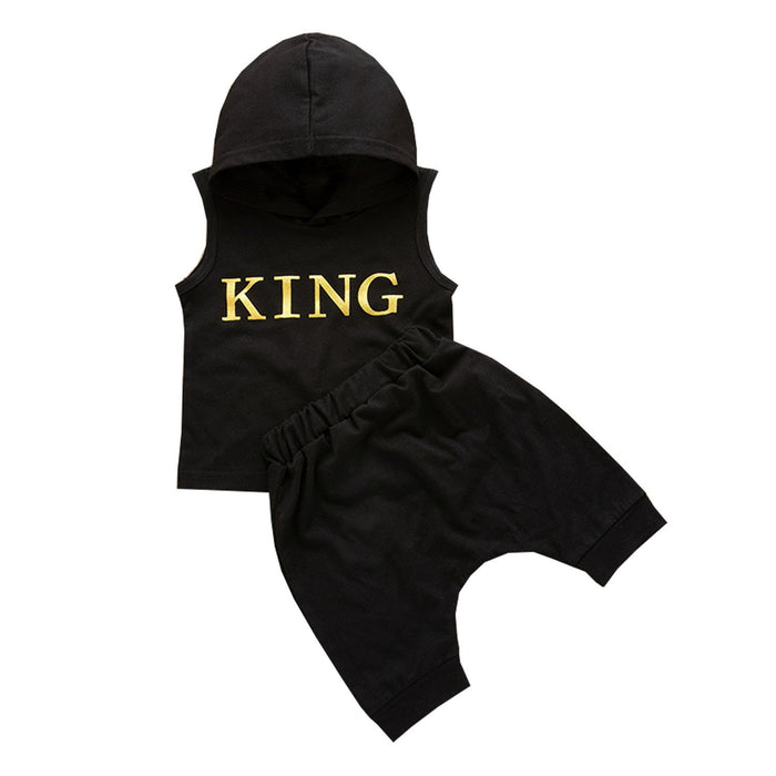 Sleeveless letter King Hoodie