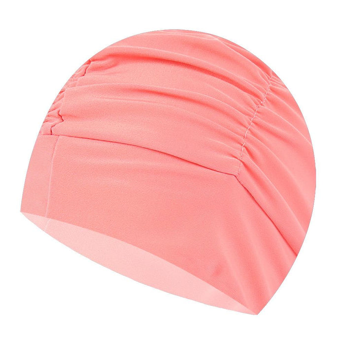 Adult Pleated Cloth Women's  Ear Protection Swimming Cap