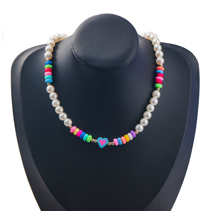 Fashion National Style Bead love shaped Resin Necklace