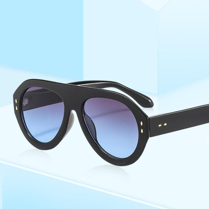 Large frame avant-garde retro toad mirror rice nail Sunglasses