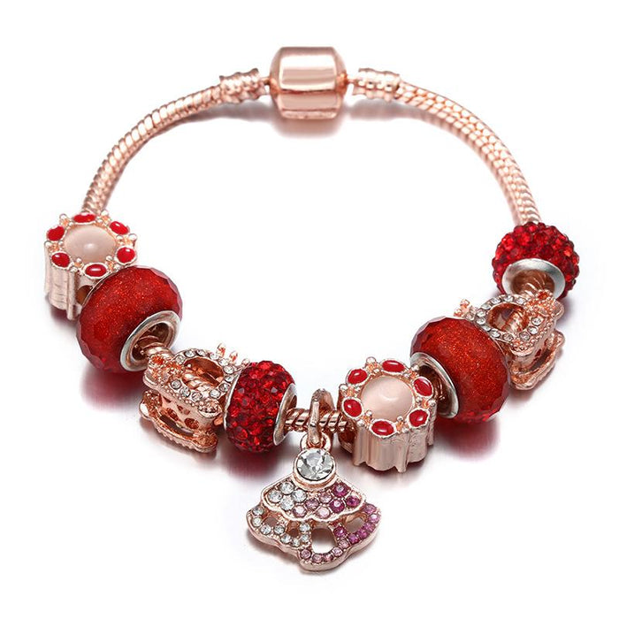 Rose Gold Beaded Pendant DIY Alloy Big Hole Bead Bracelet