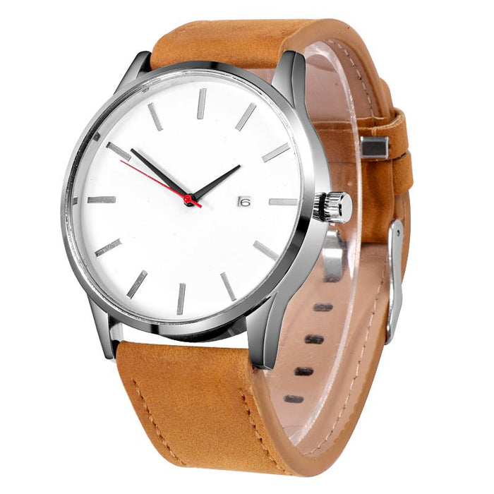 Simple Men Quartz Watch Sport Wristwatch Leather Strap