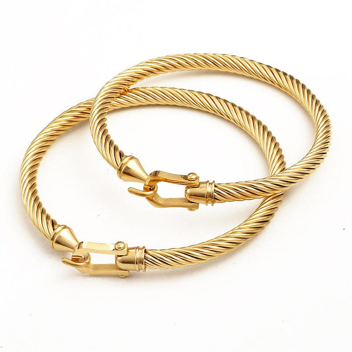 New Horseshoe Buckle Titanium Steel Bracelet Cable Twisted Wire Bracelet Bangle