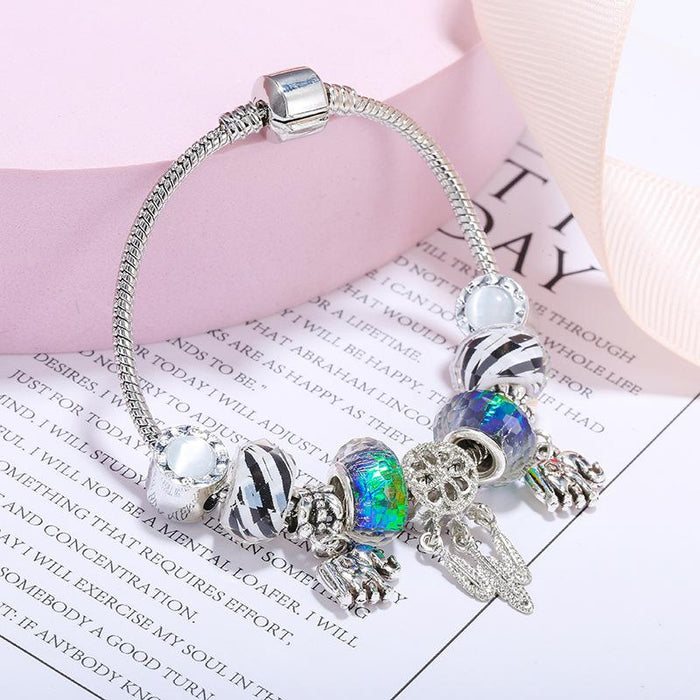 Grassland striped beads catching dream Elephant Pendant Bracelet