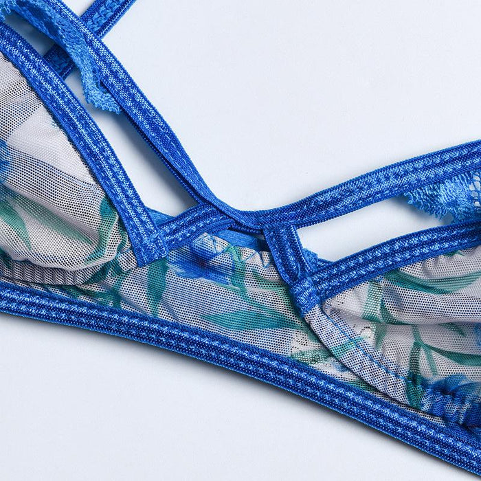 Women's Mesh Floral Stitching Underwear Sexy Lingerie Set