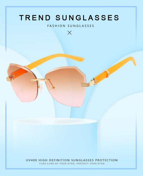 Frameless trimming color Sunglasses