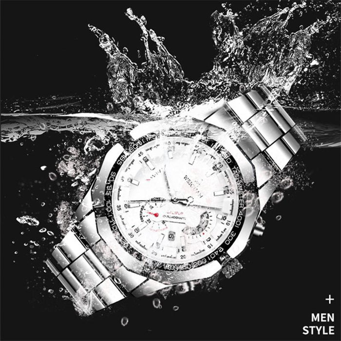 Luxury Men's Watches Stainless Steel Luminous Quartz Calendar Clock