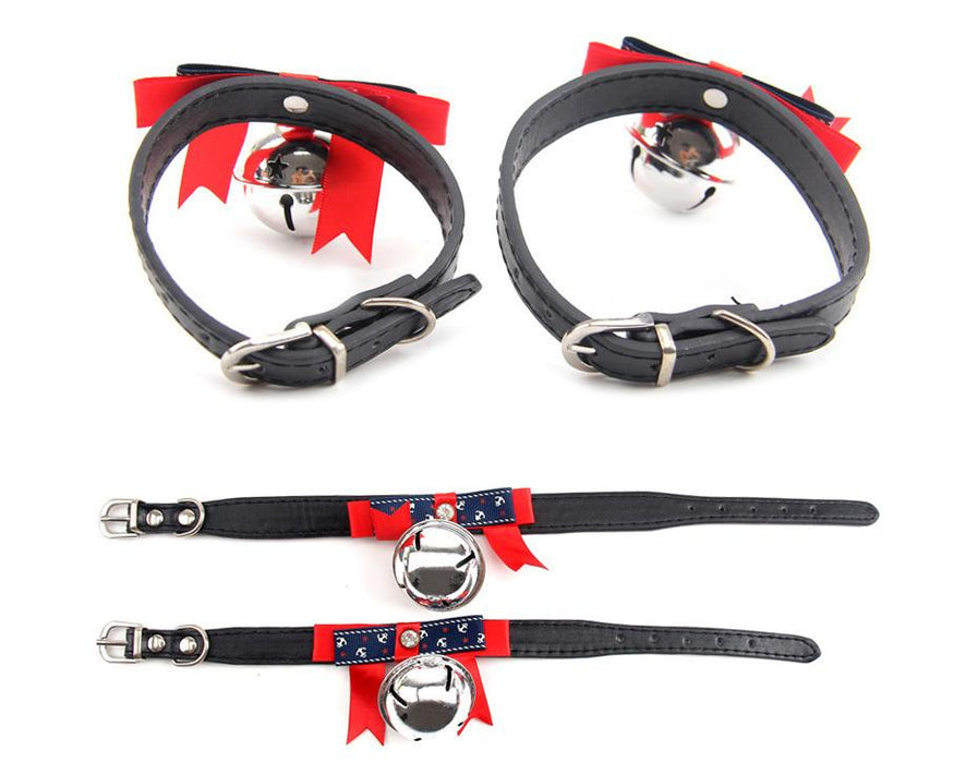 Big Bell Bow Leather Small Dog Collar Pitbull Adjustable Puppy Collar Beagle Pet Accessories Cats Products For Pets